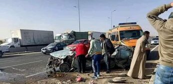 حادث تصادم بين سيارتين بقرية أبو غالب بمنشأة القناطر و إصابة 4 أشخاص